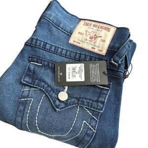 True Religion Geno Relaxed Slim Mens Jeans Blue Wash Size 32x32 700604 Big T